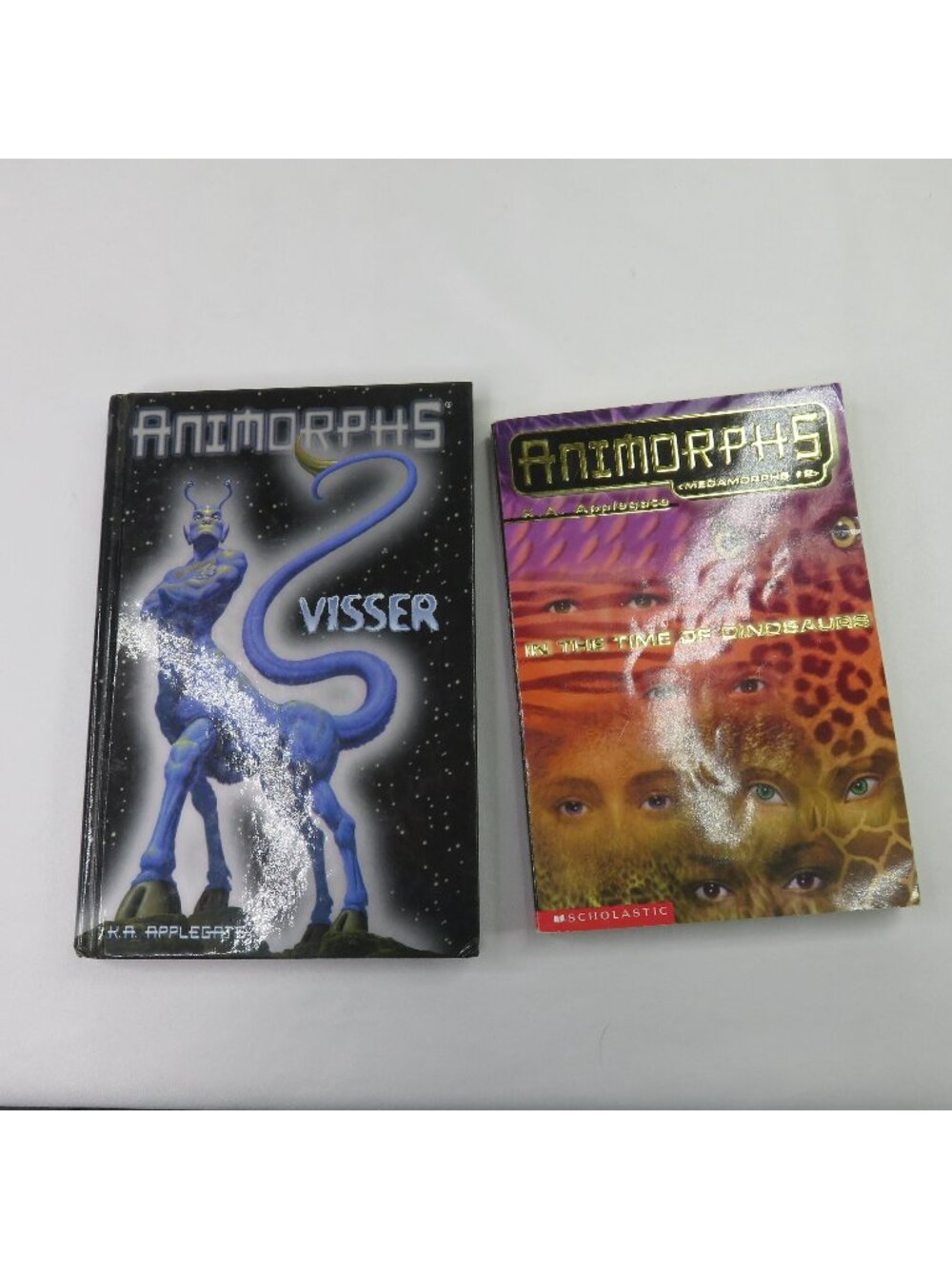 Animorphs Books Visser and In the Time of Dinosaurs Lot of 2 KA Applegate